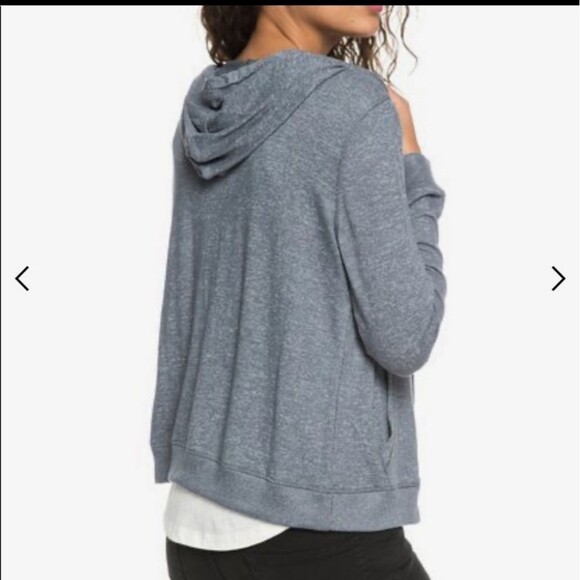 Roxy Heathered Dark Grey Space Dye Zipup SM - Picture 6 of 9